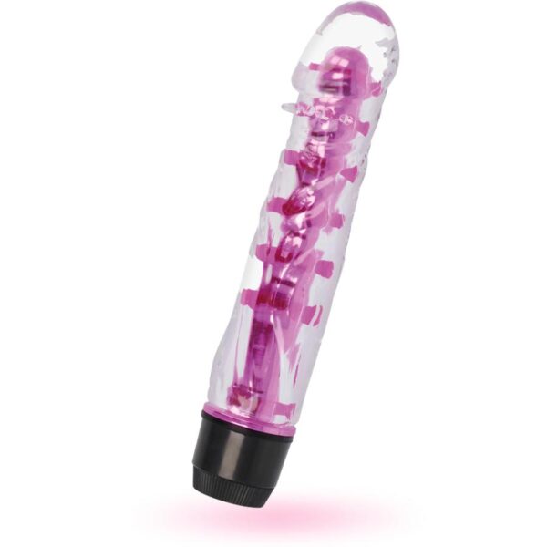 Glossy Lenny Realistisk Jelly Vibrator - Rosa 14cm Vattentät