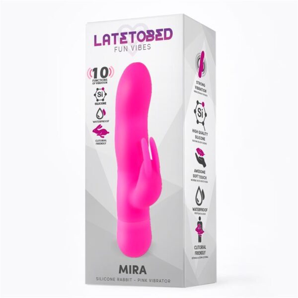 LateToBed Mira Rabbitvibrator - Rosa 16cm Ø6cm Vattentålig