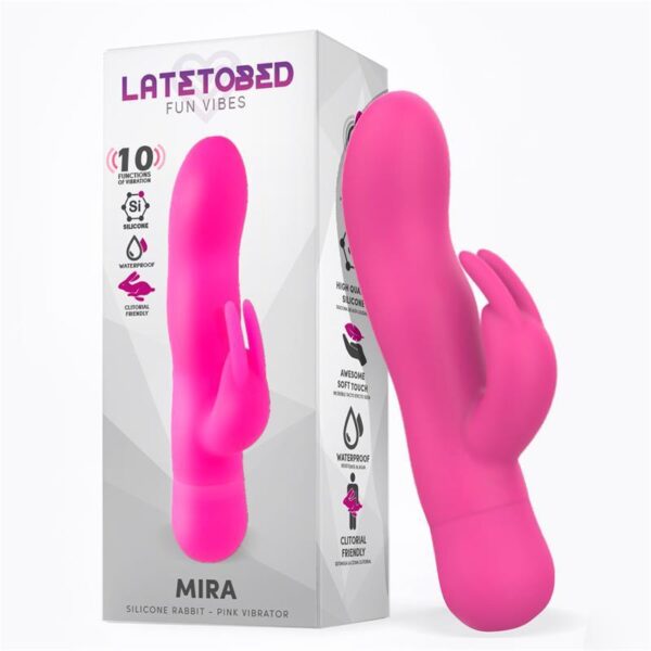 LateToBed Mira Rabbitvibrator - Rosa 16cm Ø6cm Vattentålig