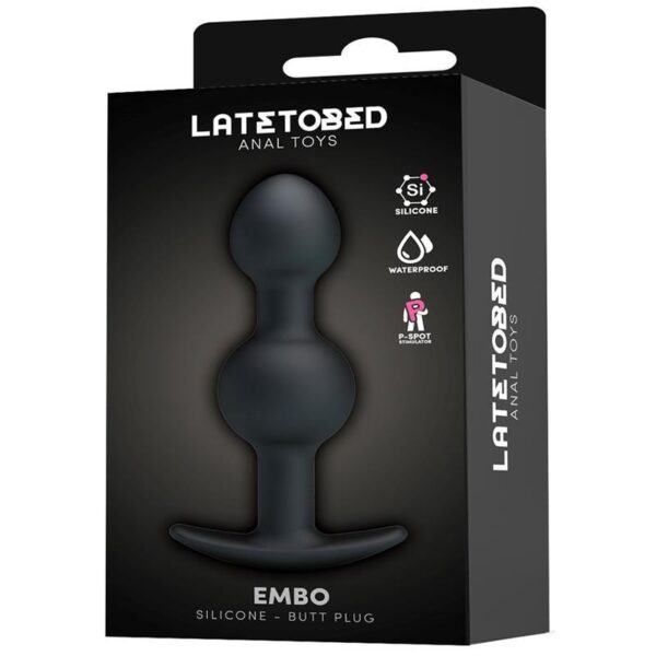LateToBed Embo Anal Plug - Svart 10,4cm Ø2,6cm P-punkt Analplugg