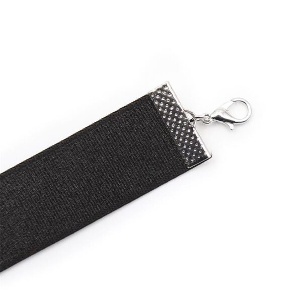 Fetish Addict: Halsband med rosett och klocka, 36cm svart L