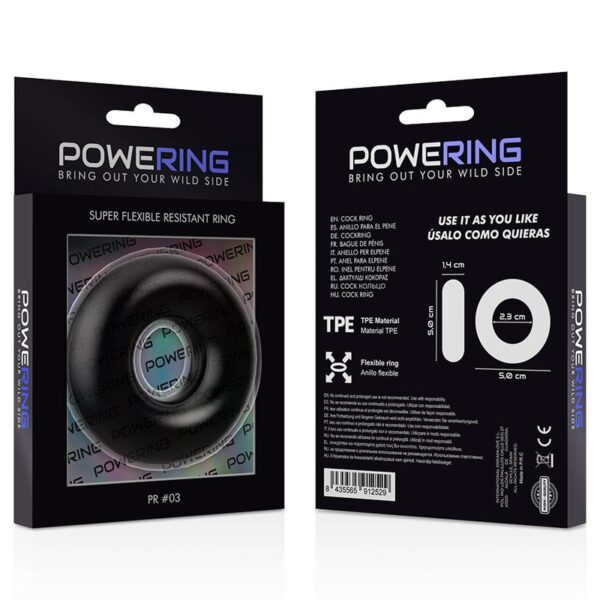 POWERING PR03 Penisring - Svart Ø2,3cm Flexibel & Resistent