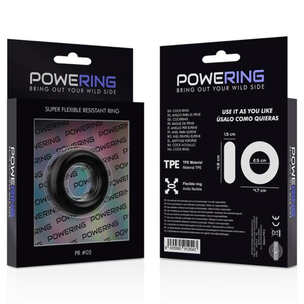 POWERING PR05 Penisring - Svart Ø2,5cm Flexibel & Resistent