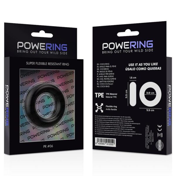 POWERING PR06 Penisring - Svart Ø3,0cm Flexibel & Resistent
