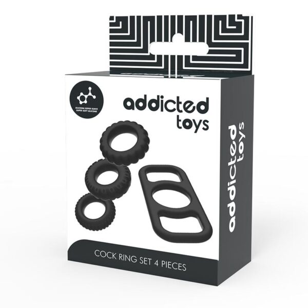 Addicted Toys Penisringar 4-pack - Svart 4 Delar