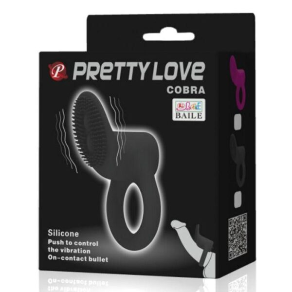 Pretty Love Cobra Vibrerande Penisring - Svart Silikon