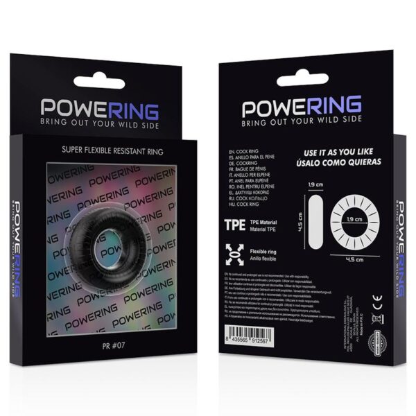 POWERING PR07 Penisring - Svart Ø1,9cm Flexibel & Resistent