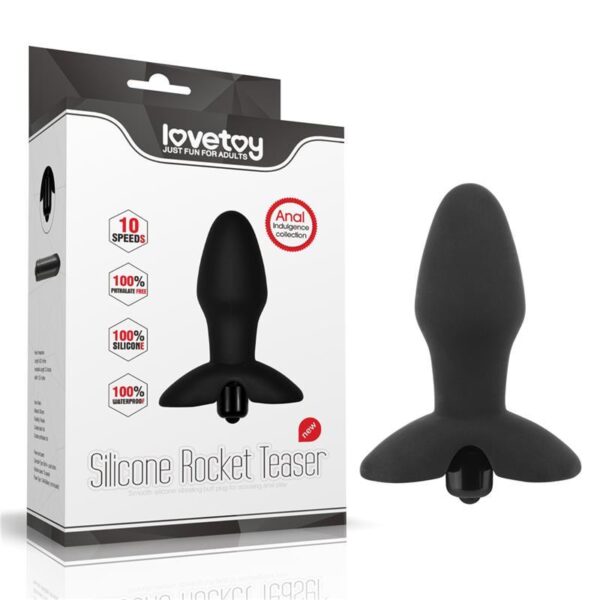 LoveToy Anal Plug Rocket Teaser Vibrator Svart 13,1cm Ø3,8cm